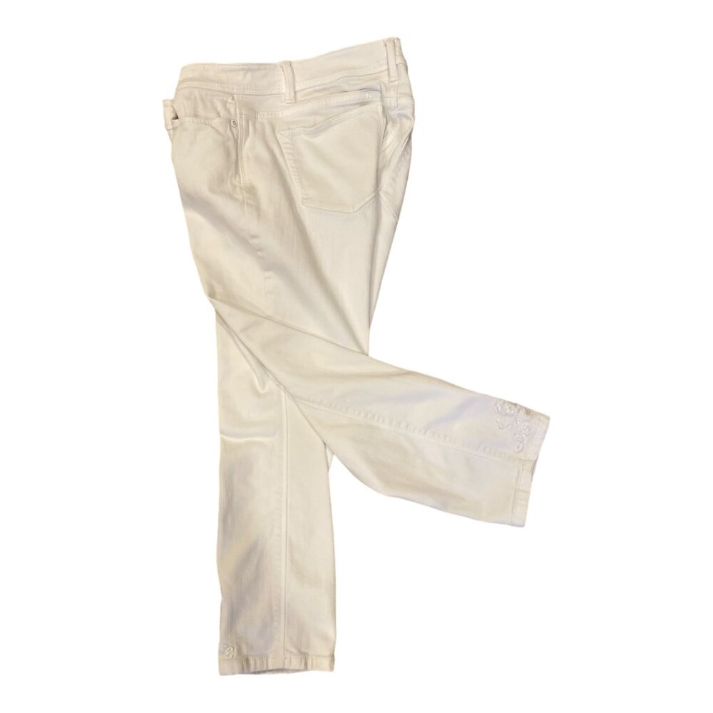 J. Jill Authentic Fit Cropped White Floral Embroidered Denim Jeans Women's Sz 2P - Picture 2 of 10